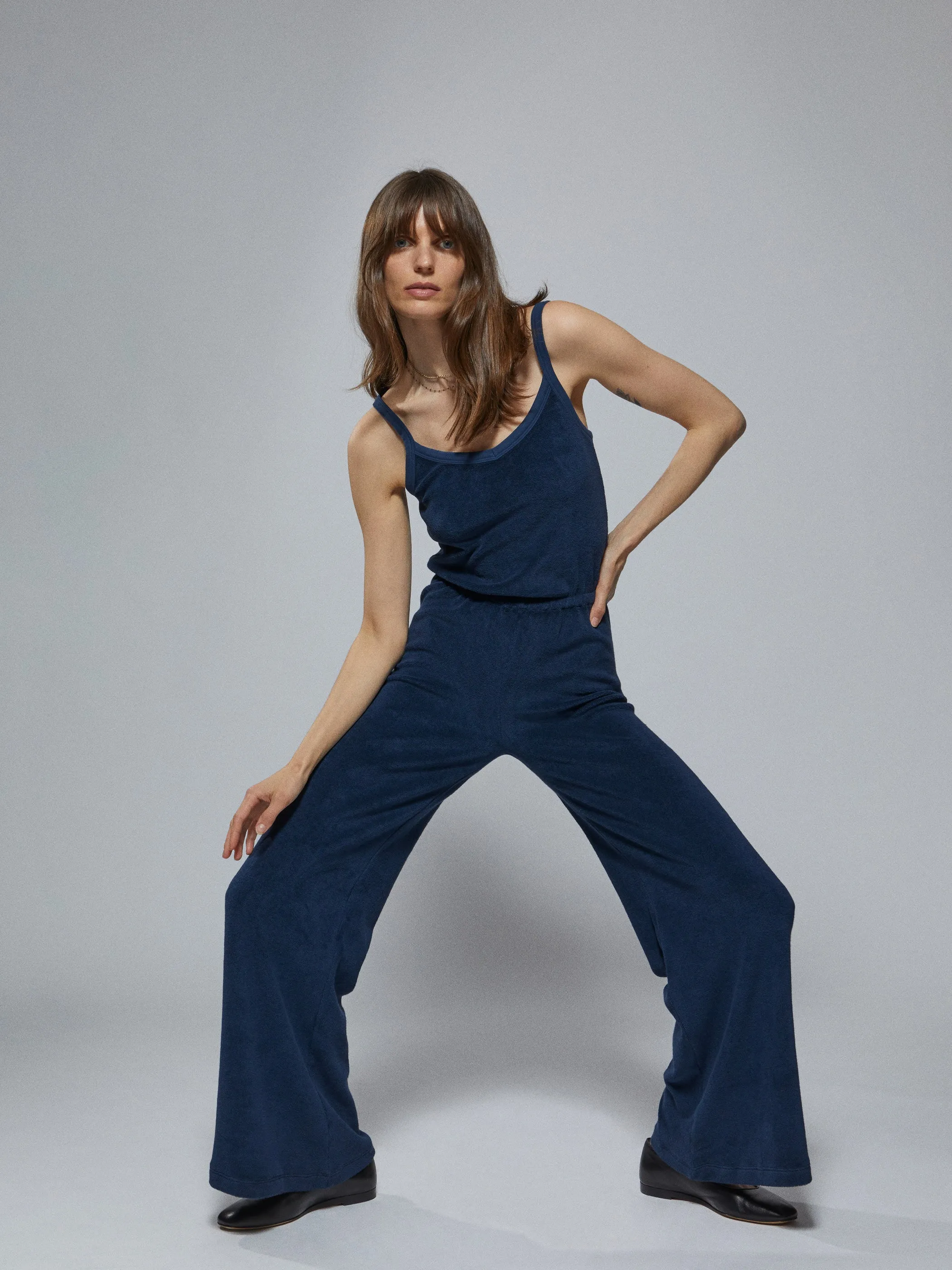 The Elma Flare Jumpsuit in Terry