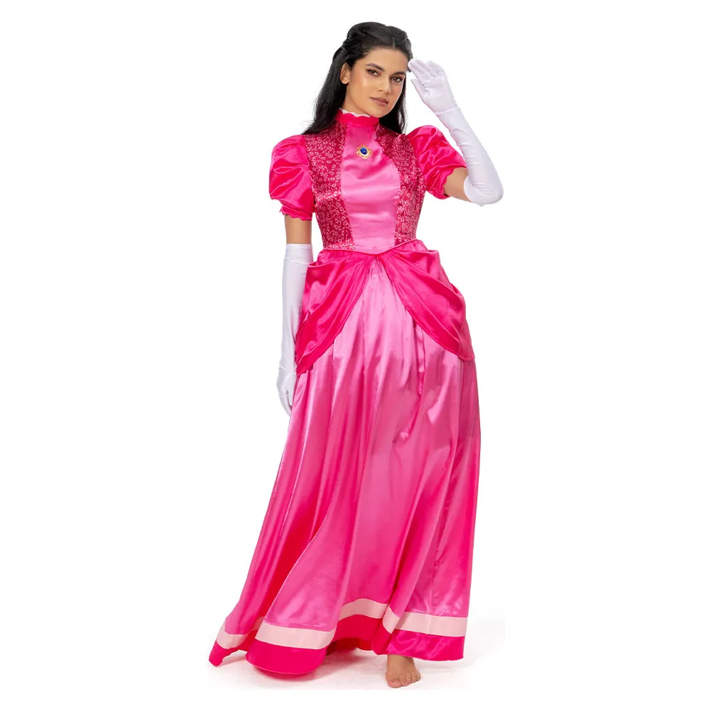 The Super Mario Bros. Movie-Peach Cosplay Costume Long Dress Outfits Halloween Carnival Suit