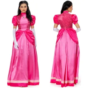 The Super Mario Bros. Movie-Peach Cosplay Costume Long Dress Outfits Halloween Carnival Suit