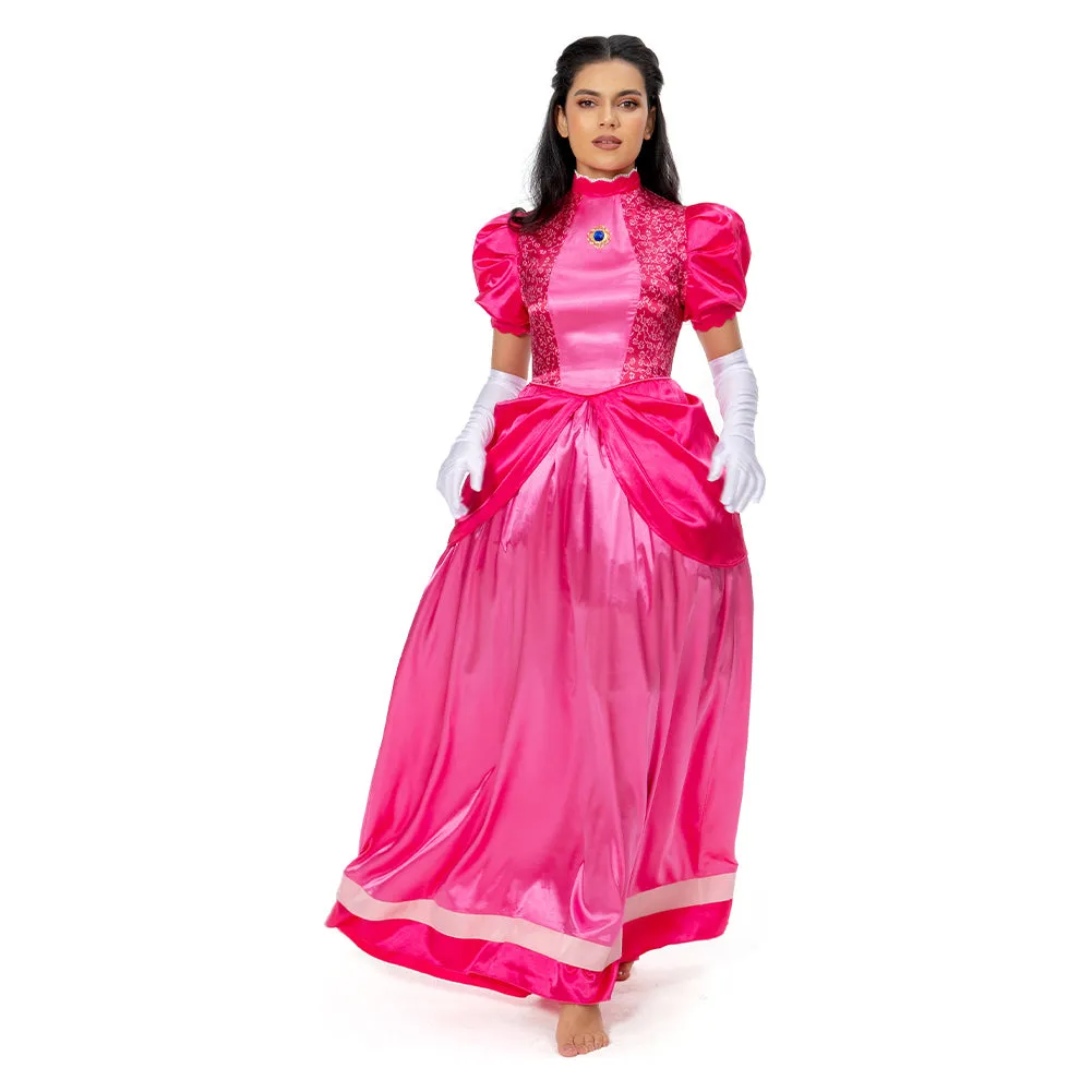 The Super Mario Bros. Movie-Peach Cosplay Costume Long Dress Outfits Halloween Carnival Suit