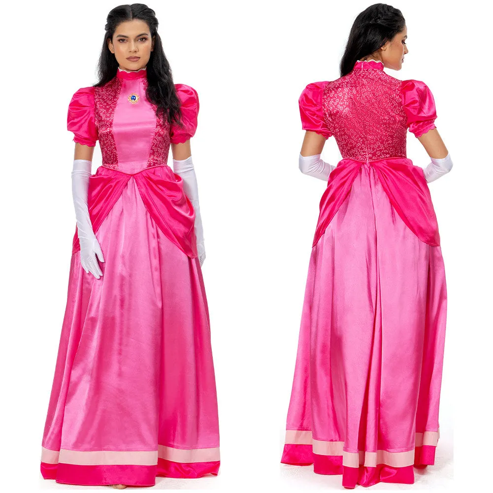 The Super Mario Bros. Movie-Peach Cosplay Costume Long Dress Outfits Halloween Carnival Suit