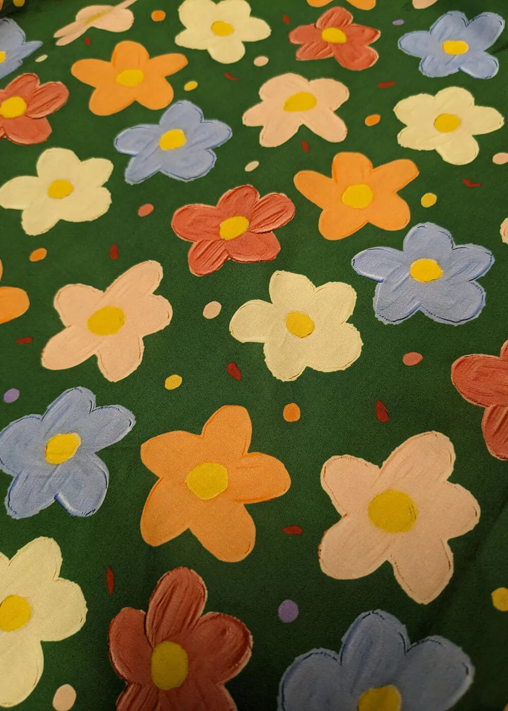 Tulip B Painted Flowers 50's Swing Skirt Green