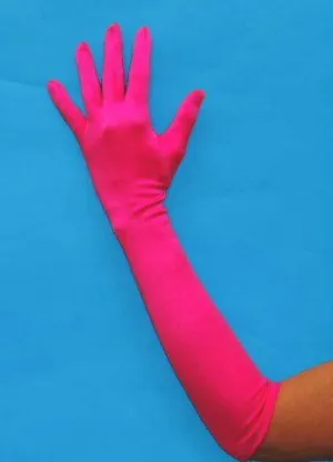 Twenty's Bright Pink Satin 1920's Costume Gloves