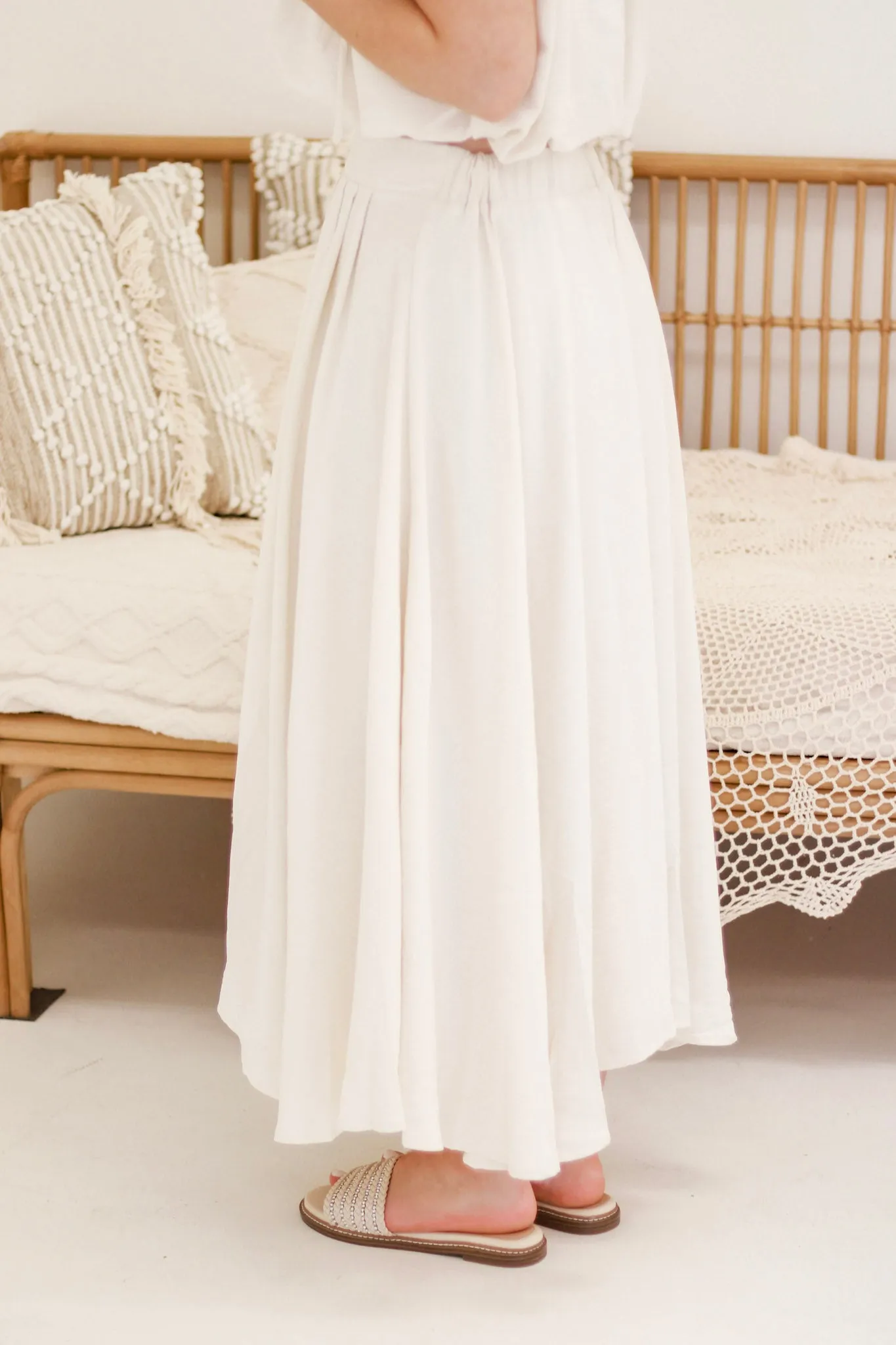 Vacay Nights Ivory Midi Skirt