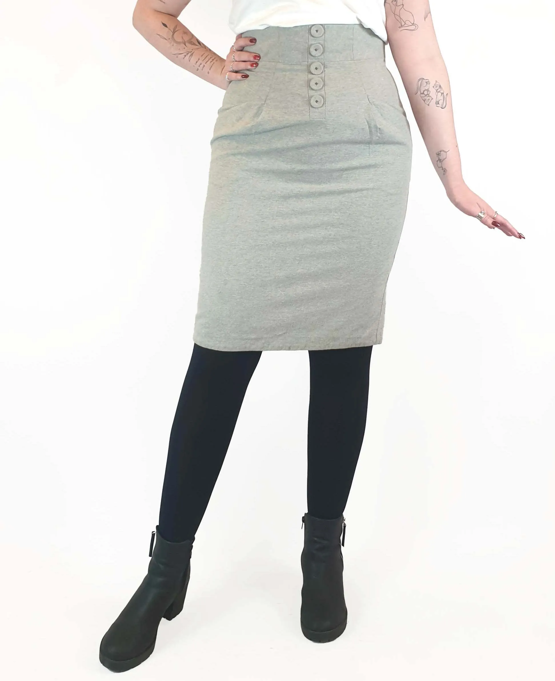 Veronica Maine neutral wool mix high waist skirt size 12