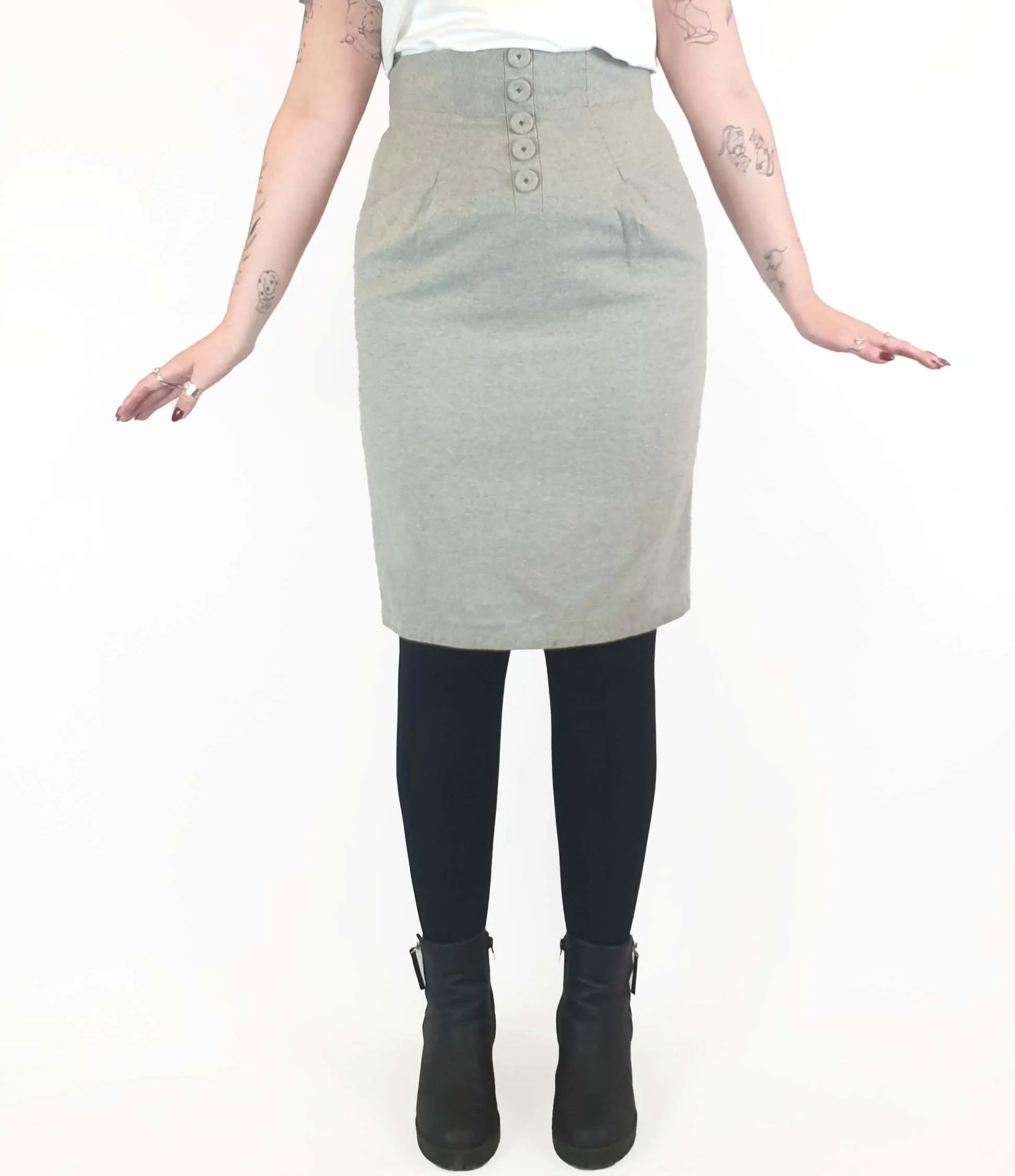 Veronica Maine neutral wool mix high waist skirt size 12