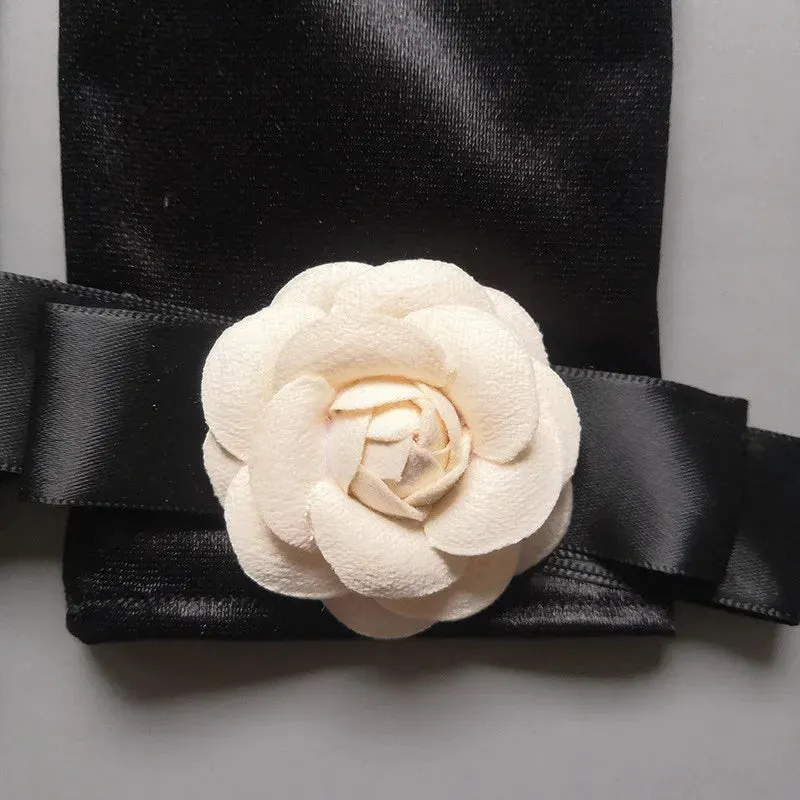 Vintage Black Short Satin Hepburn Gloves