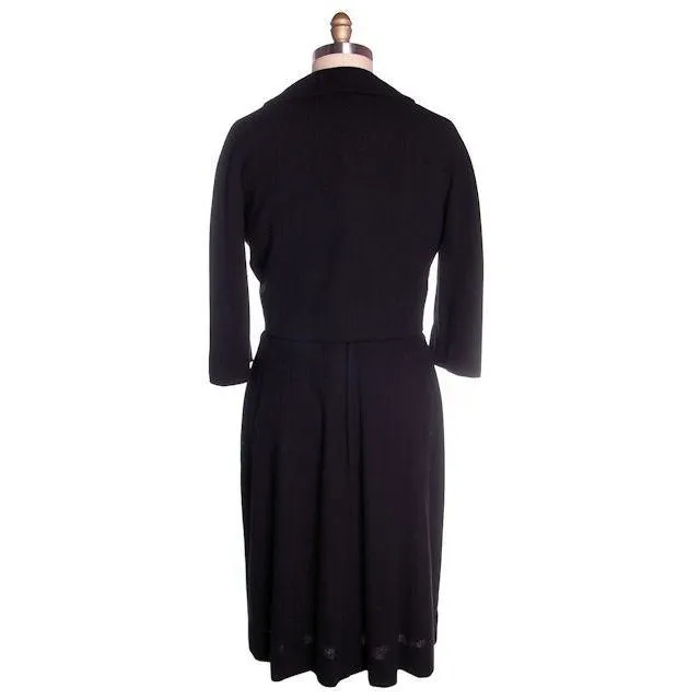 Vintage Ladies  Black Wool Suit/Dress Branell Jones 1950s