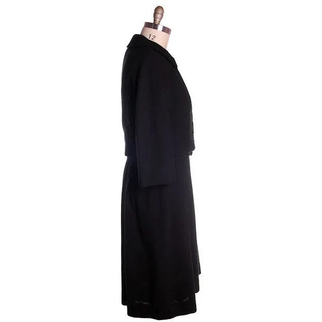 Vintage Ladies  Black Wool Suit/Dress Branell Jones 1950s