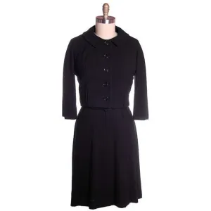 Vintage Ladies  Black Wool Suit/Dress Branell Jones 1950s