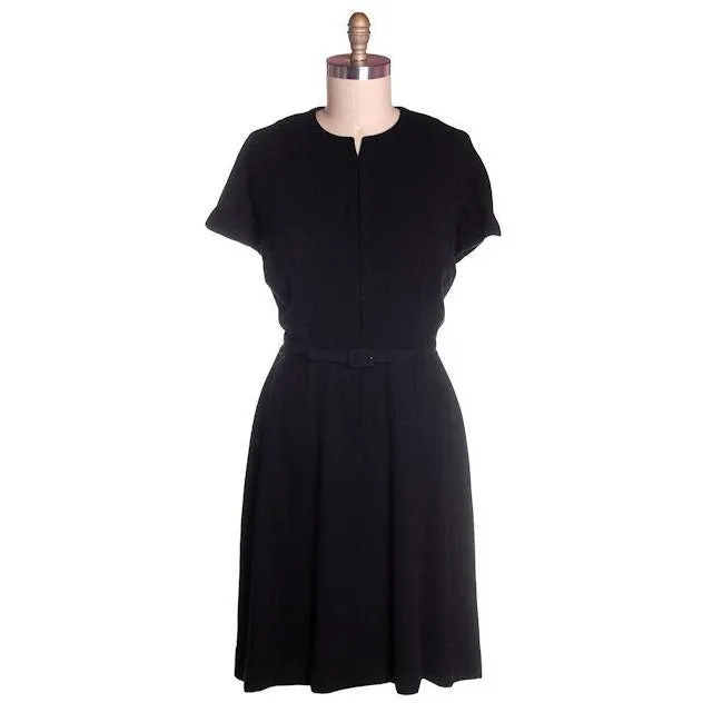 Vintage Ladies  Black Wool Suit/Dress Branell Jones 1950s