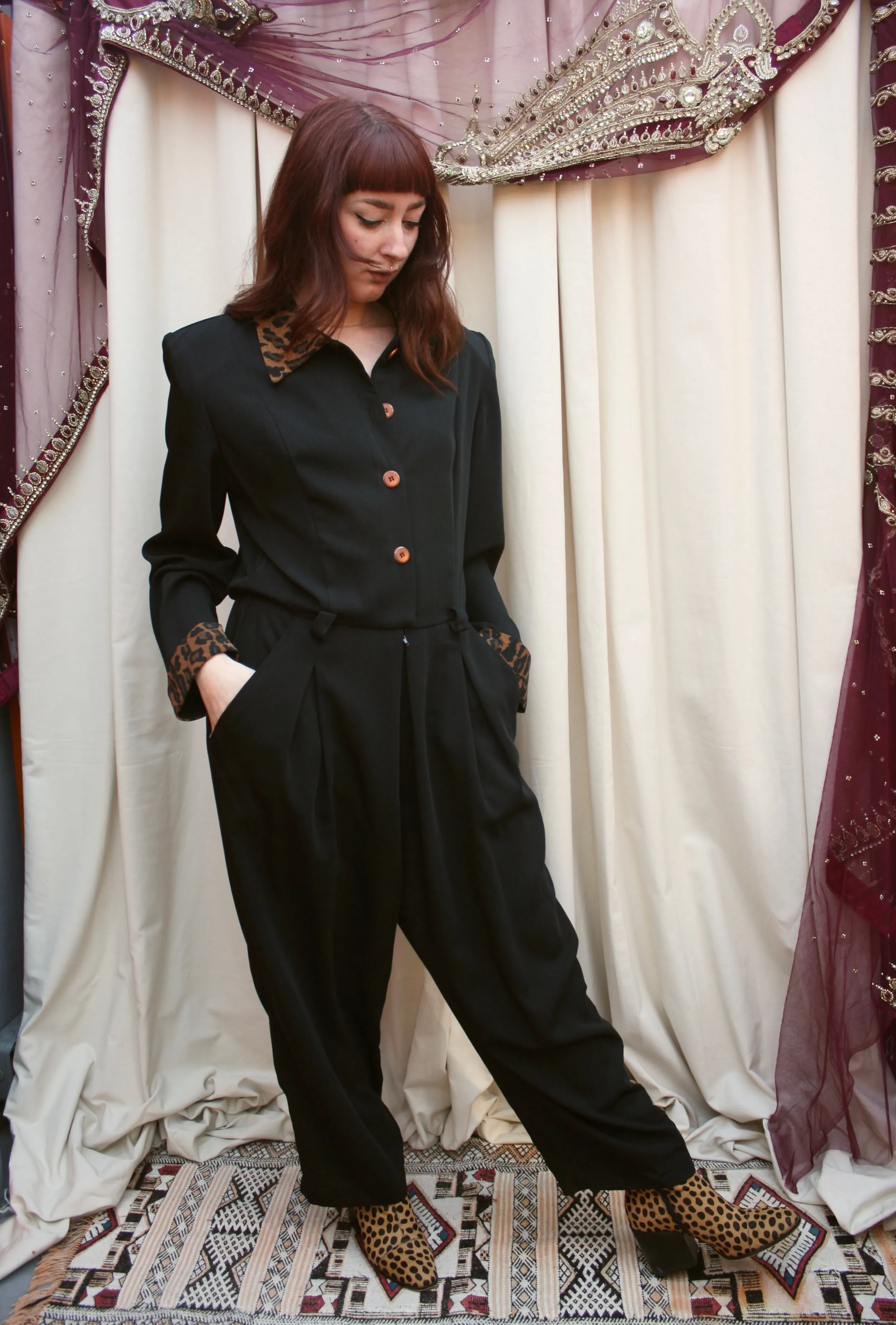Vintage Leopard Print 80s Jumpsuit