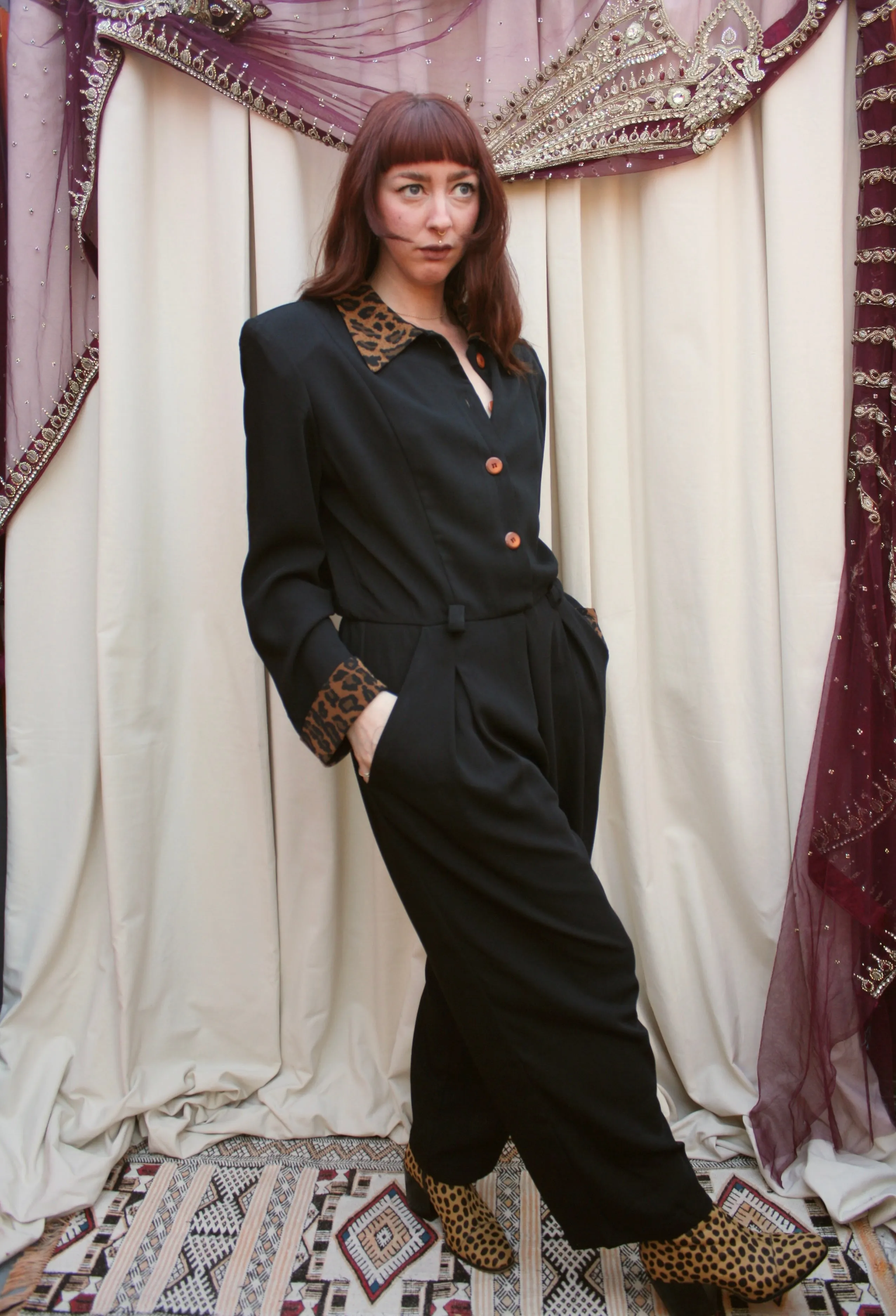 Vintage Leopard Print 80s Jumpsuit