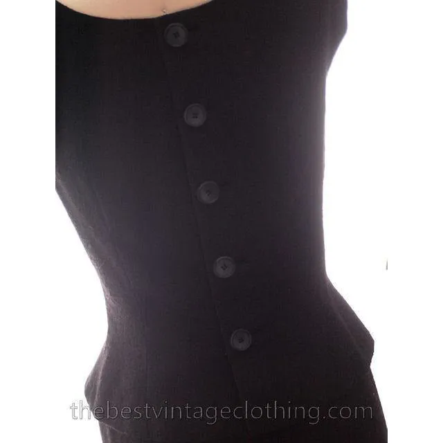 Vintage Norell 2PC Sleeveless Suit Designer Black Wool Boucle Stunning Fit Medium