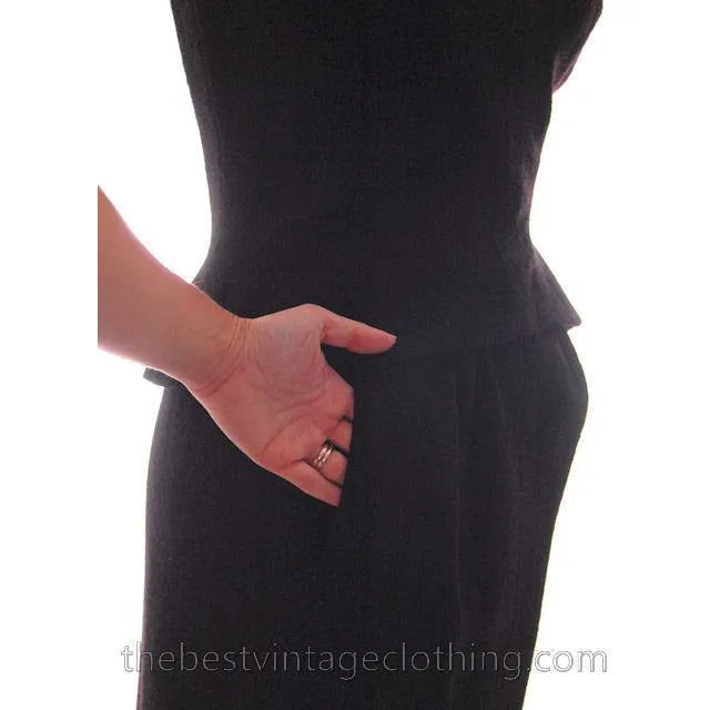 Vintage Norell 2PC Sleeveless Suit Designer Black Wool Boucle Stunning Fit Medium