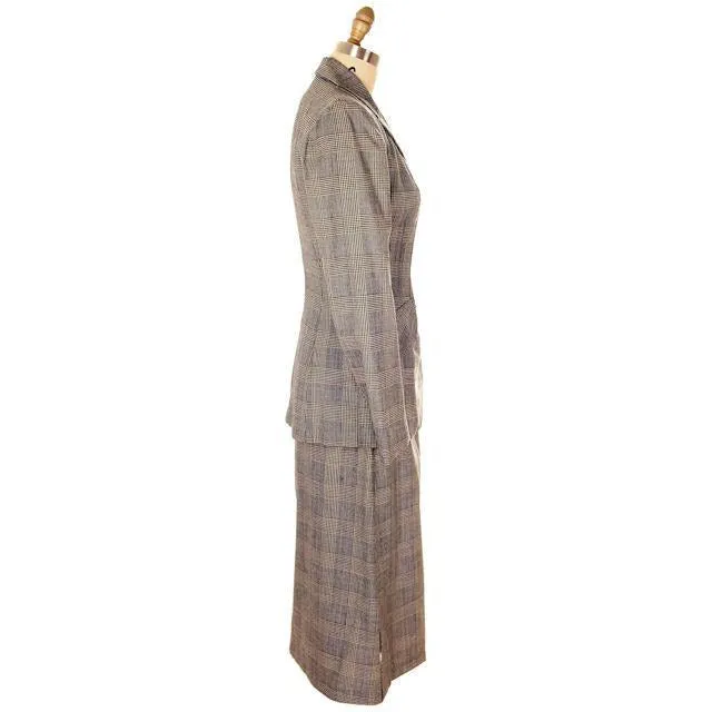 Vintage Suit Plaid Wool Pencil Skirt 1940s New w/Tags Womens