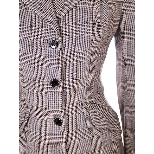 Vintage Suit Plaid Wool Pencil Skirt 1940s New w/Tags Womens