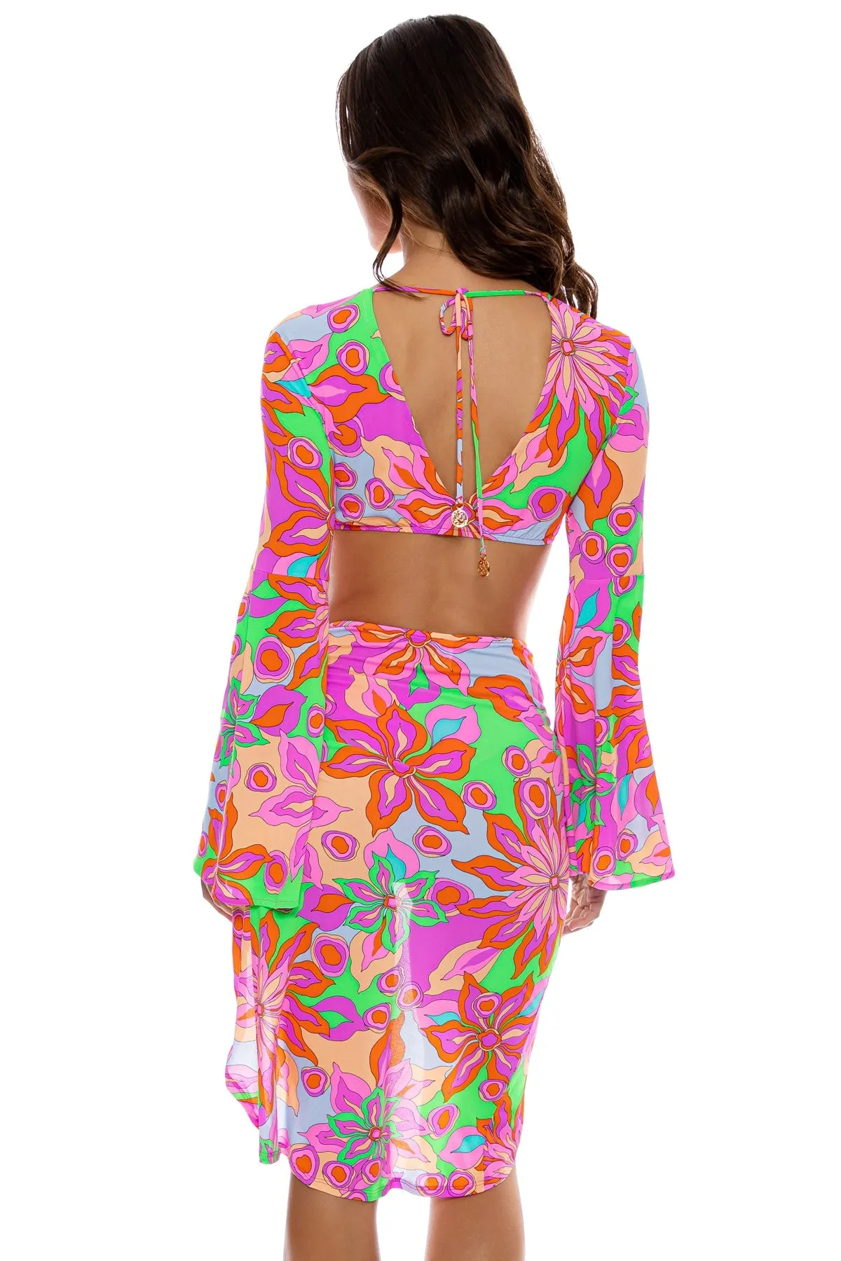 VIVI IL MOMENTO - Drawstring Loop Crop Top & Drawstring Tulip Skirt • Multicolor
