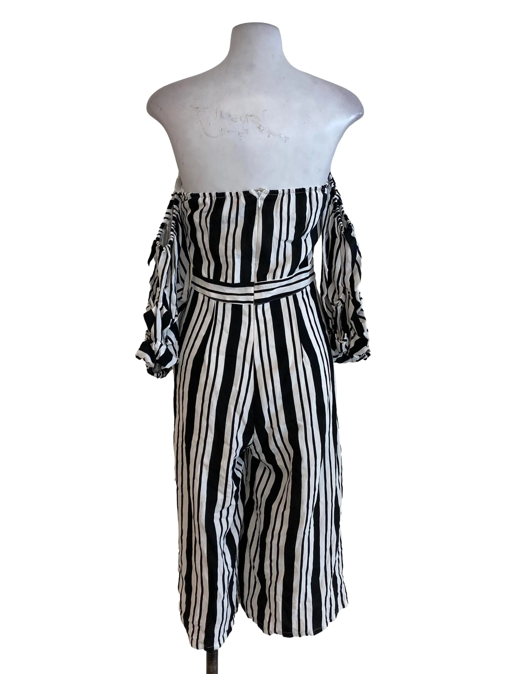 White Black Striped Jumpsuits