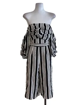White Black Striped Jumpsuits