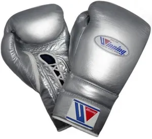 Winning Lace-up Boxing Gloves - Silver