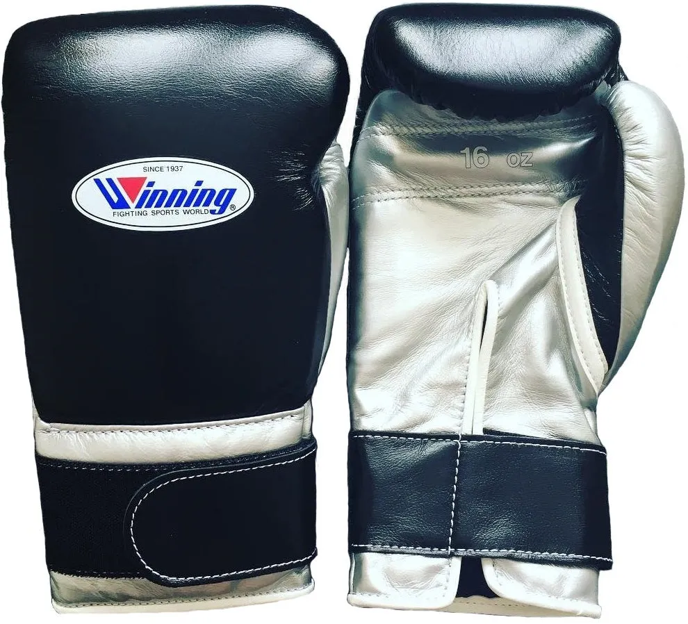 Winning Velcro Boxing Gloves - Black · Silver