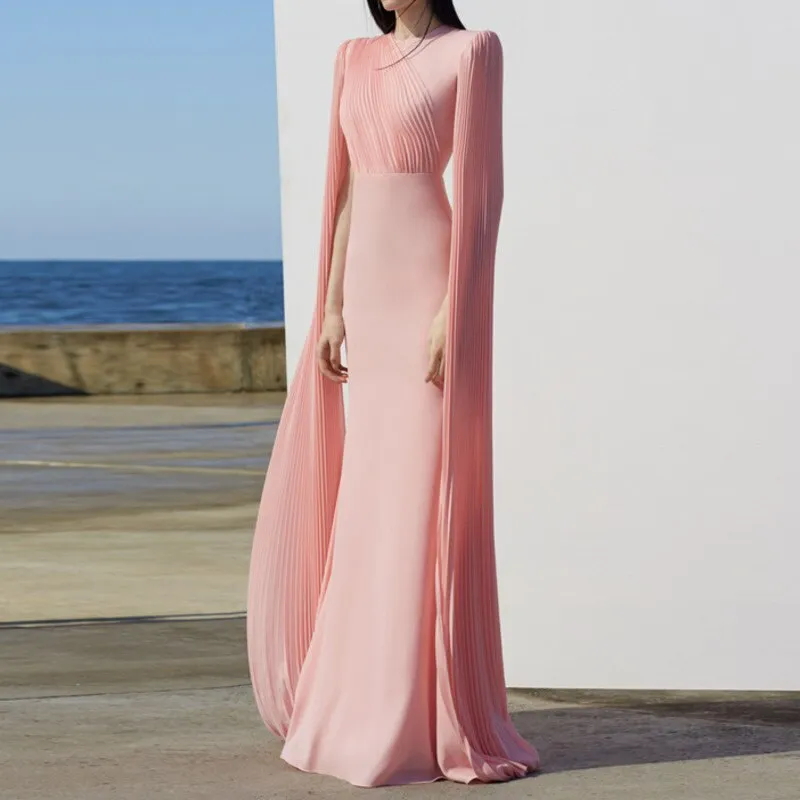 Women Pleated Long Temperament Dress