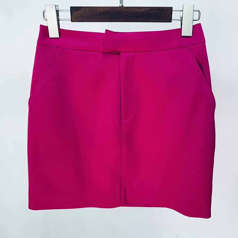 Women Rose Bra  Blazer   Rose Skirt 3 Pieces Set Short Skirt Suits