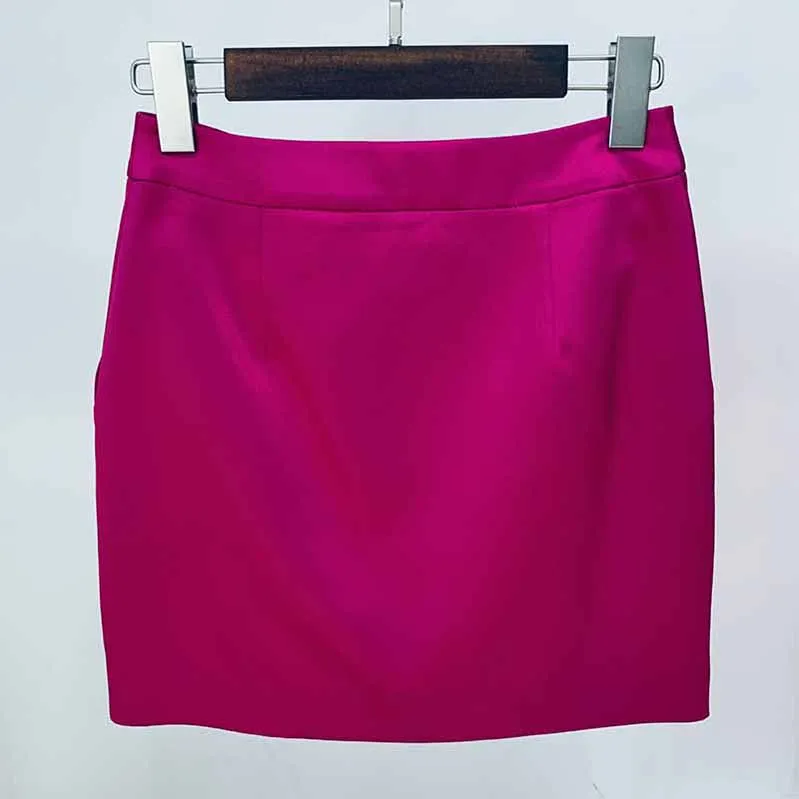 Women Rose Bra  Blazer   Rose Skirt 3 Pieces Set Short Skirt Suits