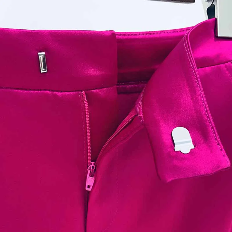 Women Rose Bra  Blazer   Rose Skirt 3 Pieces Set Short Skirt Suits