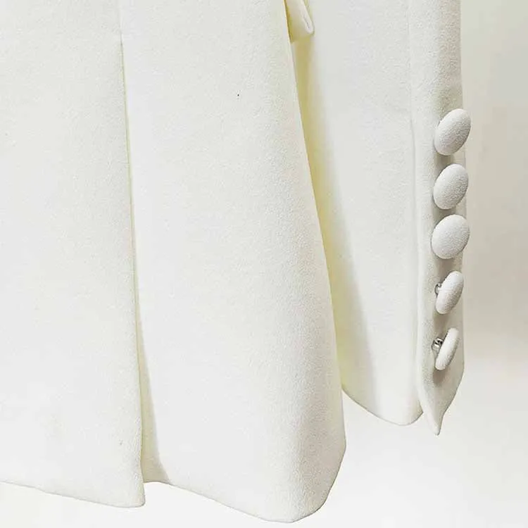 Women White Bling Bling Hot Drill Studs Fitted Blazer   Mini Skirt Suit White