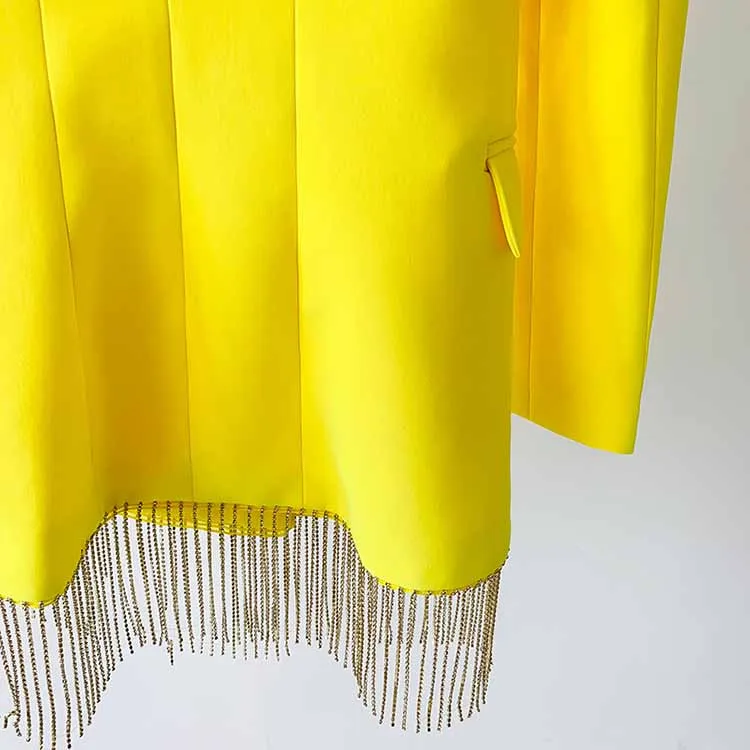 Women's Fitted Yellow Short Blazer    Mini Skirt Suit