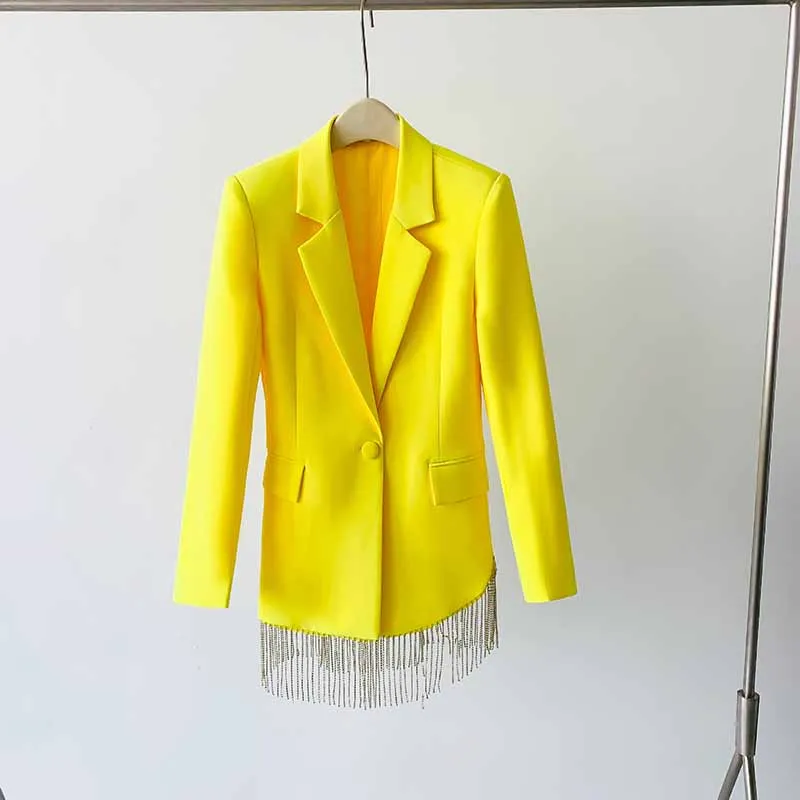 Women's Fitted Yellow Short Blazer    Mini Skirt Suit