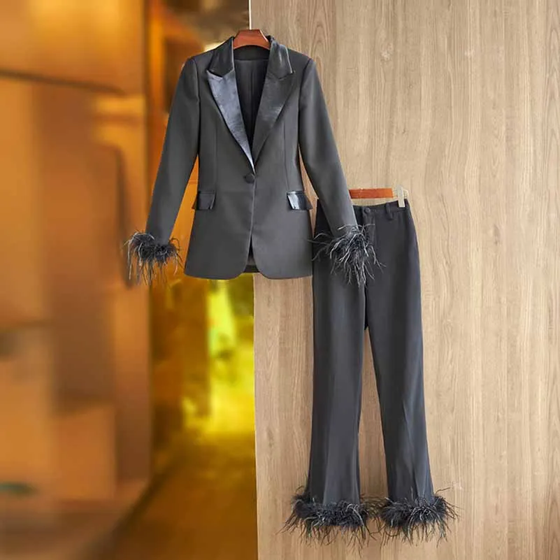 Women's Two Piece Pantsuit  High Waisted Flare Pants Suit Wedding Suits