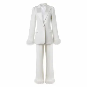 Women's Two Piece Pantsuit  High Waisted Flare Pants Suit Wedding Suits