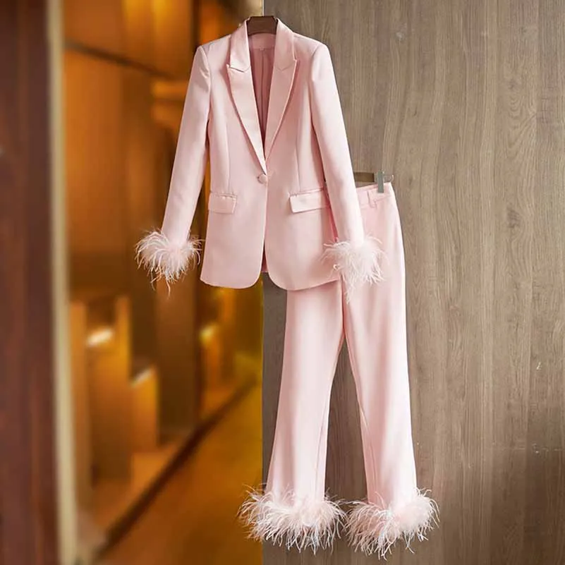 Women's Two Piece Pantsuit  High Waisted Flare Pants Suit Wedding Suits