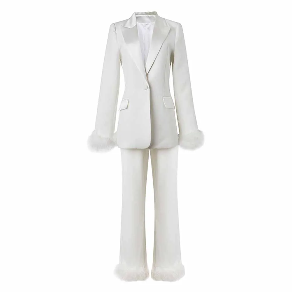 Women's Two Piece Pantsuit  High Waisted Flare Pants Suit Wedding Suits