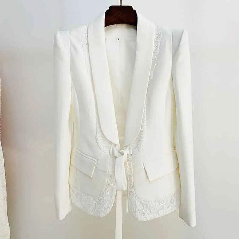 Women's White Pantsuit  High Waisted Flare Pants Suit Wedding Lace Up Suits