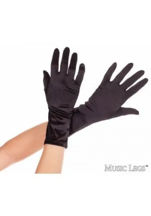 Wrist Length Satin Gloves Black