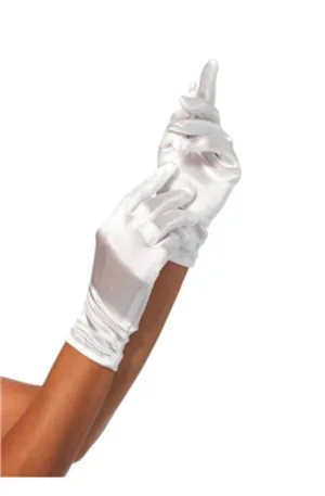 WRIST LENGTH SATIN GLOVES in WHITE