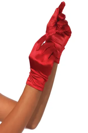 Wrist Length Satin Gloves