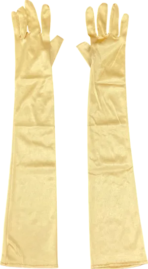Yellow Satin Opera Gloves One Size