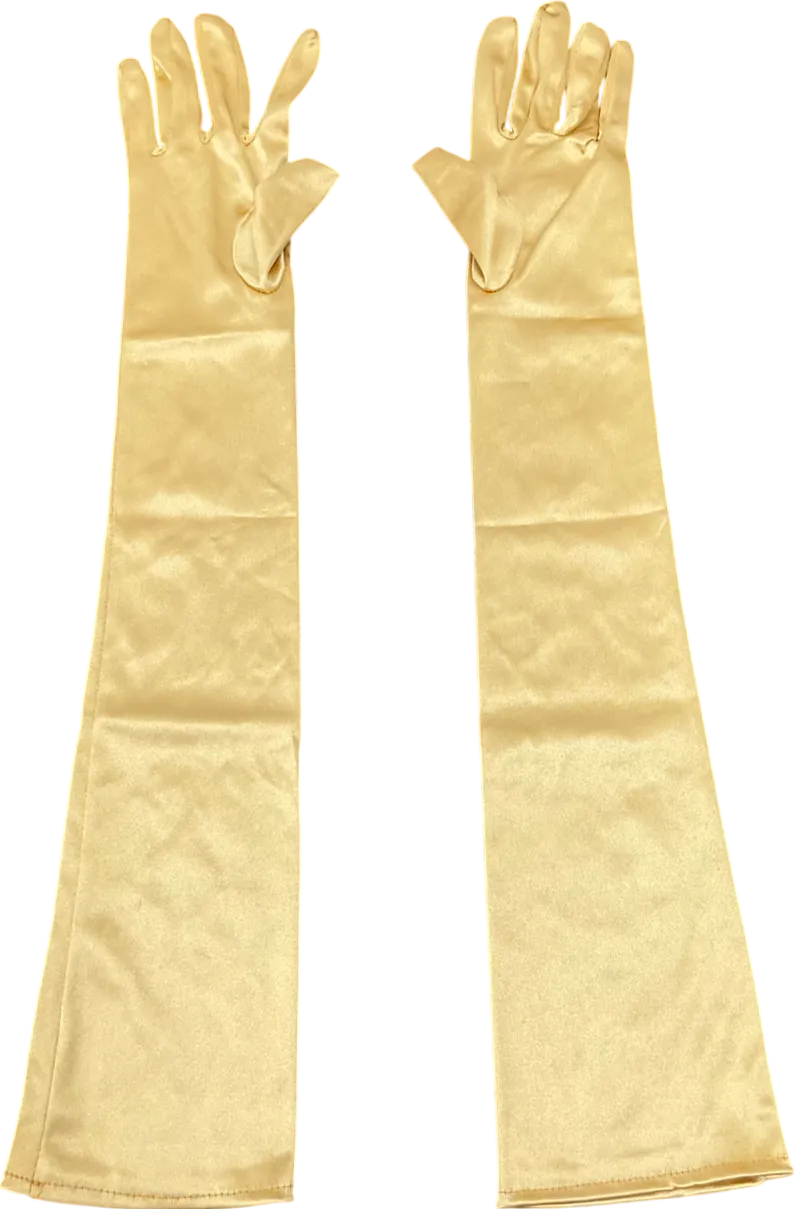 Yellow Satin Opera Gloves One Size