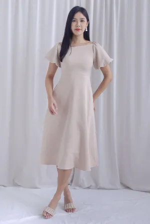 Zendaya Asymm Neckline Puffy Sleeve Dress In Ecru