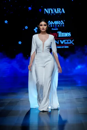 Zyra White Cape Jumpsuit
