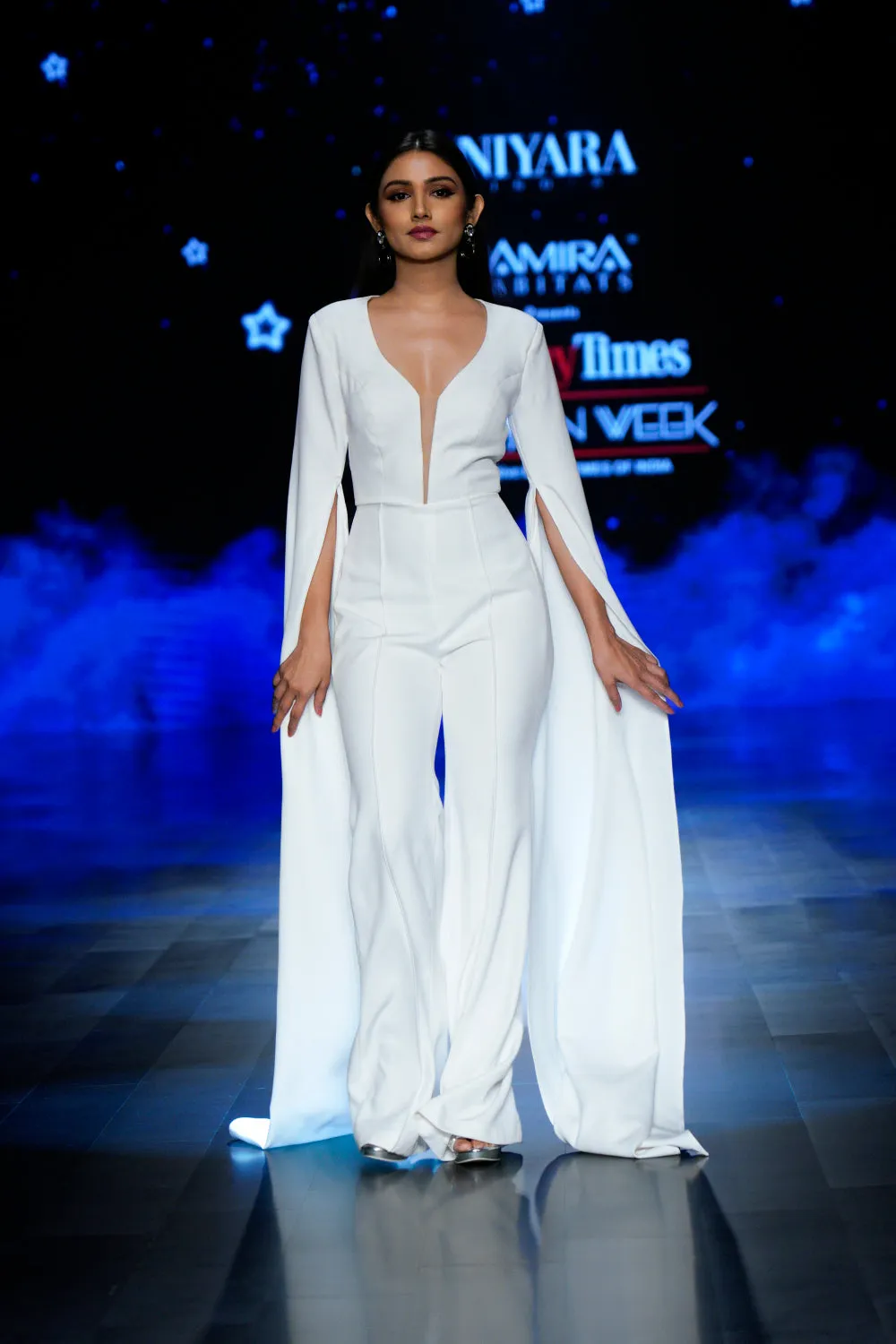 Zyra White Cape Jumpsuit