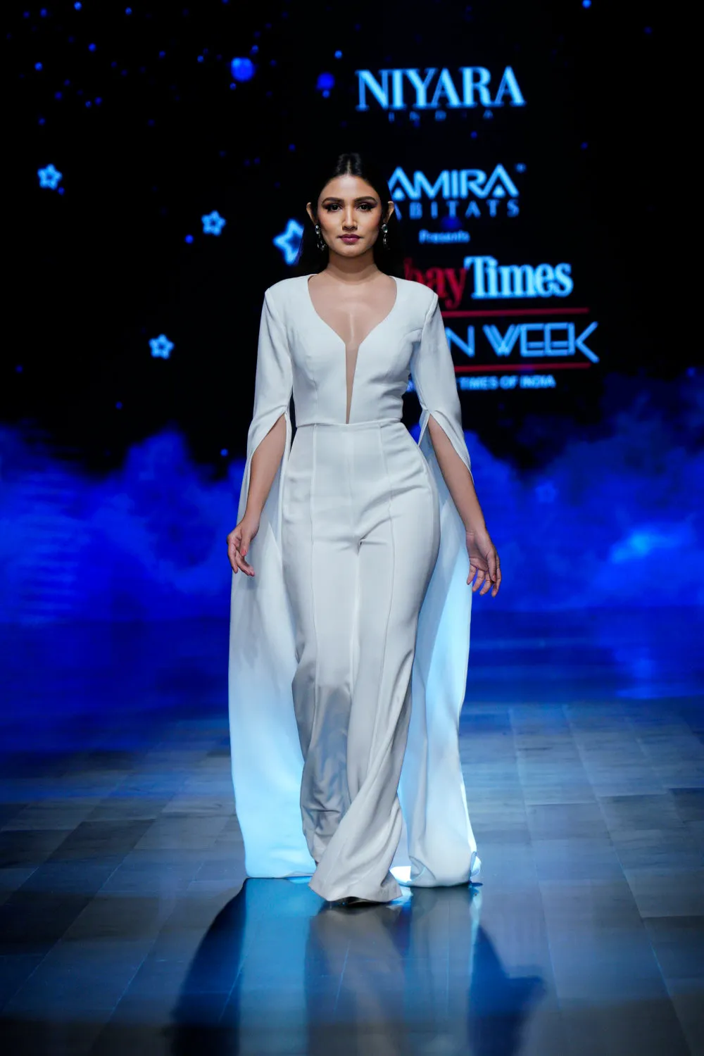 Zyra White Cape Jumpsuit